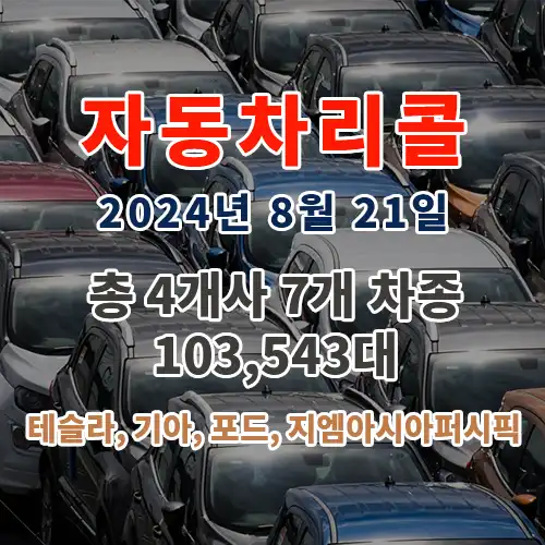 자동차 리콜 2024년 8월 21일, 테슬라·기아 등 총 4개사 7개 차종 103,543대